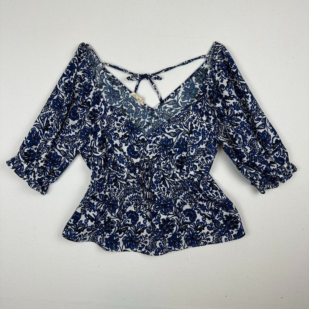 the General good Blue Boho Peasant Blouse